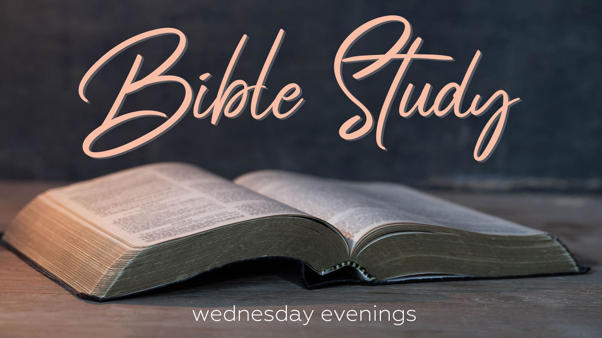 Bible laying open on a table with Bible Study written above it