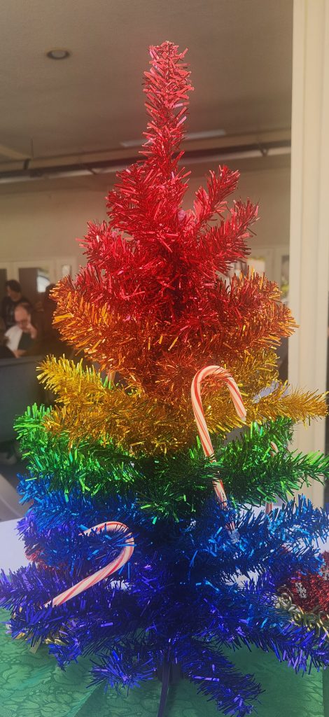 Mini rainbow tree with candy-canes