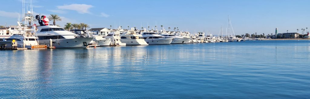 Picture of a coastline full of yachts